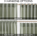 Desert Sage Linen Curtains 84 Inch Length 2 Panels Set - Image 2