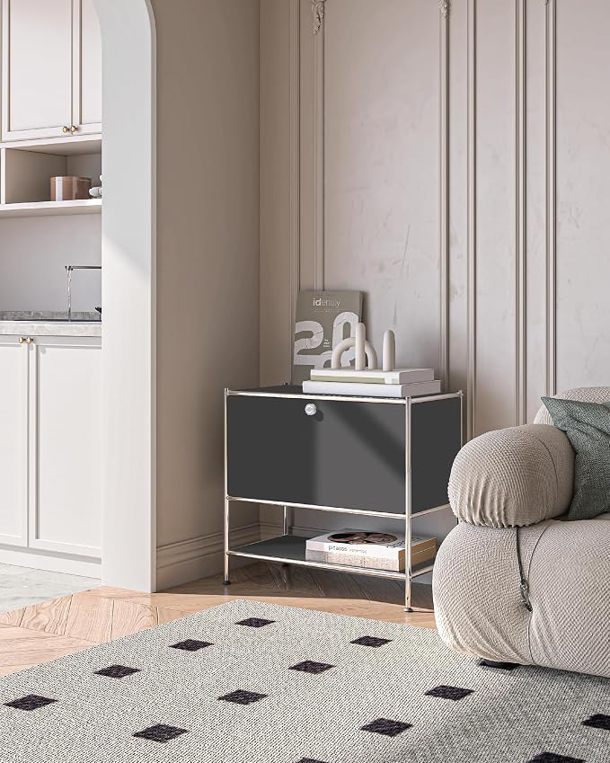 Metal Sidetable with Flap Door, 27.5" Height - Image 7