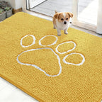 OLANLY Dog Door Mat for Muddy Paws 48x30, Paw Print Design Chenille Mud Mat | by OLANLY