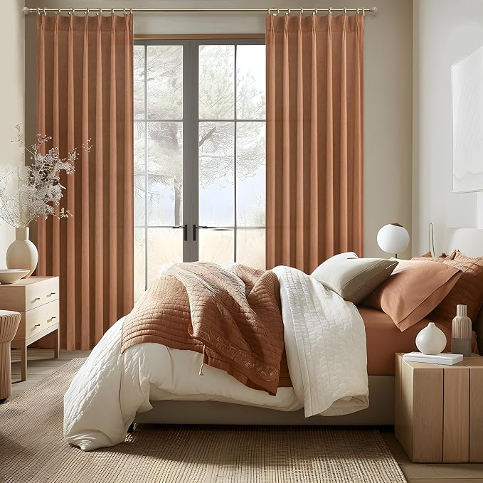 PleatedDrapes Antique Burnt Orange Sheer Autumn Curtains & Drapes 108 Inches - Image 6