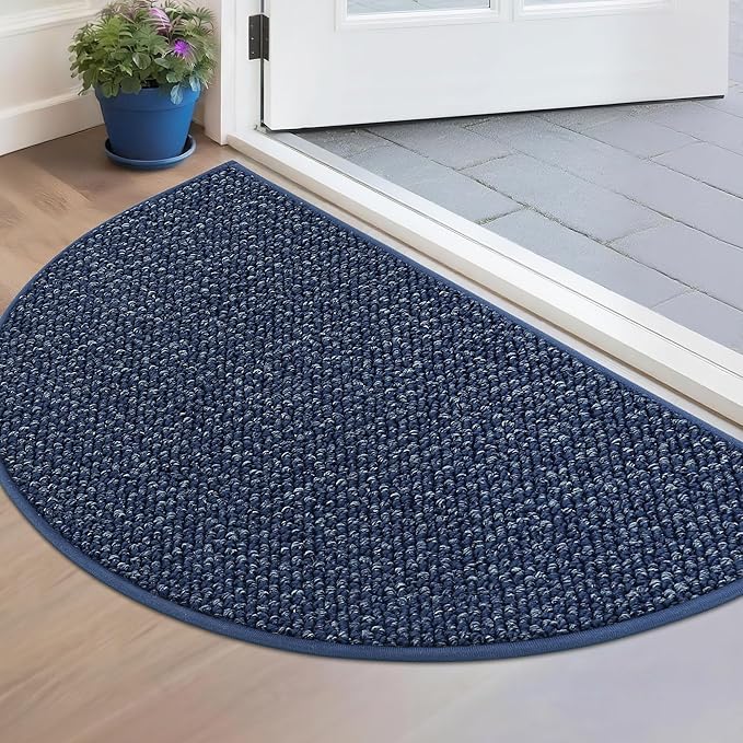 BEQHAUSE Dirt Trapper Door Mat 17" x 30" Half Circle Non Slip Rugs, Absorbent by BEQHAUSE