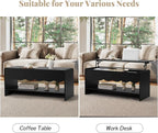Lift Top Coffee Table with Hidden Compartment, 2 Tier Wooden Center Table with - Image 5