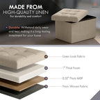 Ornavo Home Small Storage Ottoman Foldable Collapsible Rectangle Linen Ottoman - Image 4
