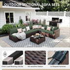 UPHA 9 Pieces Patio Furniture Sets, Wicker Outdoor Sectional Sofa Couch - Image 3