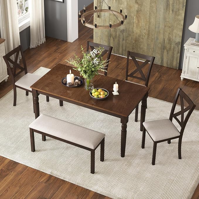 AMERLIFE 6-Piece Farmhouse Dining Table Set - Image 7