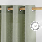 NICETOWN Thick Linen Greyish Green Curtains - Image 2