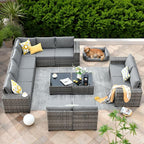 ovios 12 Pieces Patio Furniture Set, Outdoor Wicker Sectional Sofa by OVIOS