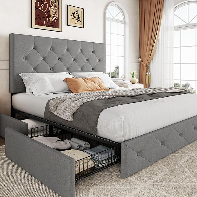 Allewie Upholstered Queen Size Platform Bed Frame by Allewie