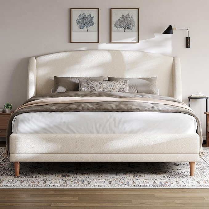 Christopher Knight Home Hazel King Size Bed Frame, Upholstered Platform Bed by ChristopherKnightHome