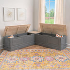 Linon Harris Grey and Maple Solid Pine Backless Nook - Image 4
