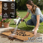 2 Pcs Welcome Door Mat Set, Layered Hello Coir Doormat - Image 5