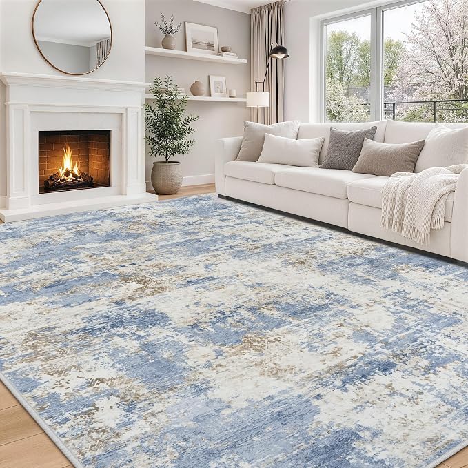Aelenmu 9x12 Area Rugs for Living Room Bedroom Dining Room Washable Blue | Soft by Aelenmu