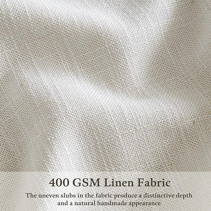 Farmhouse 126 Inch Pleat Thick Linen Beige White Semi Sheer Curtains 50x126 | - Image 5