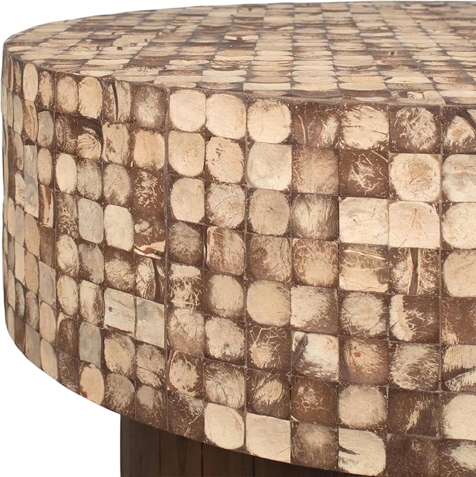 East at Main Mila Brown Coffee Table – Round Boho Pedestal Table - Image 4