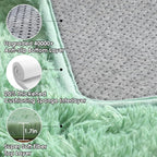 Sage Green 3x5 Rugs for Bedroom, Fluffy Bedside Area Rug, Soft Plush Shaggy - Image 3