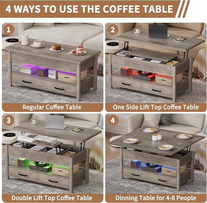 SYESWAY 42'' Lift Top Coffee Table - Image 7