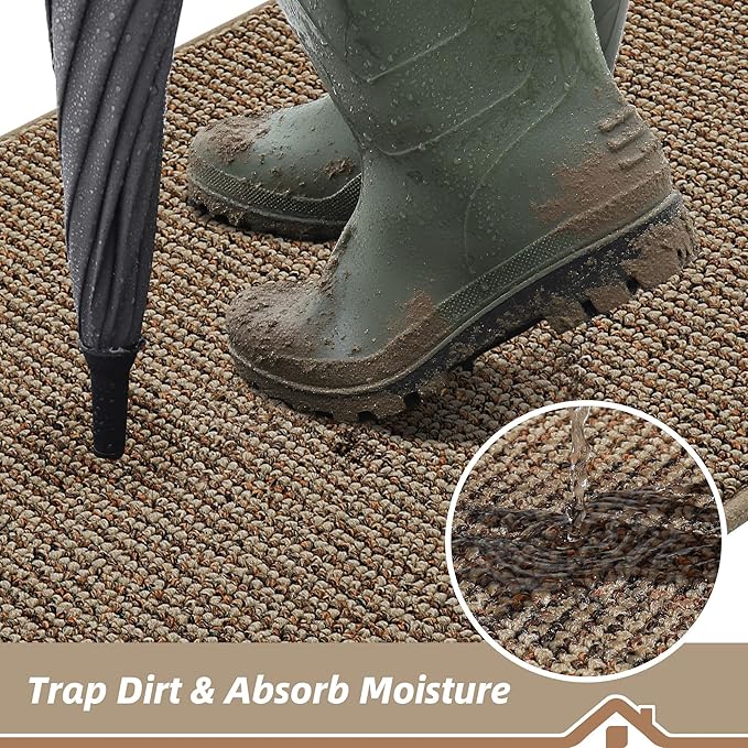 BEQHAUSE Dirt Trapper Door Mat 32" x 72", Non-Slip Washable Doormats, Low - Image 3