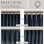 90 Inch Pinch Pleated Linen Light Filter Memory Shaped Navy Blue Curtains | - Image 5