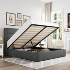 Allewie Queen Size Lift Up Storage Bed, Modern Wingback Headboard, Hydraulic by Allewie