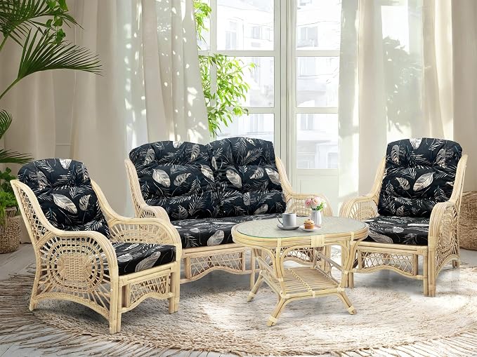 Malibu Lounge Loveseat Sofa Natural Rattan Wicker Handmade Design, Natural Color - Image 4