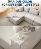 Corduroy Modular L Shape Sofa, Cloud Feel Compressed Sectional Couch - Image 7
