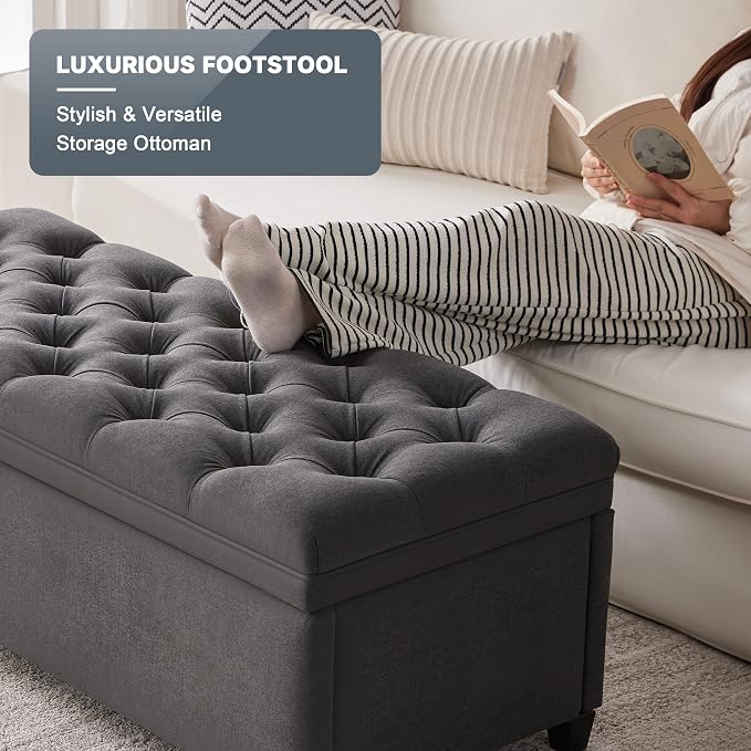 Mangodan 50" Storage Ottoman Bench, Tufted Ottoman - Image 5