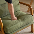 Bonnlo Dark Green Linen Accent Chairs Set of 2, Upholstered Mid Century Modern - Image 6