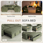 Hanherry Sectional Sofa with Pull Out Couch Bed, Corduroy Sleeper Sofa with 2 - Image 5