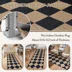 Lahome Checkered Easy Jute Non Slip Runner Rug, 2x6 Kitchen Runner Rug Washable - Image 3