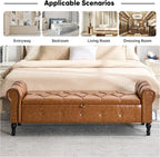 Storage Bench for Bedroom, Faux Leather 67" End of Bed Bench, King Size Bench - Image 7