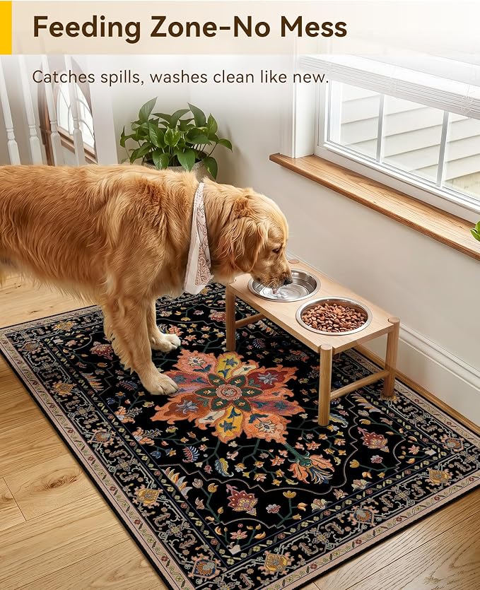 RELEANY Washable Area Rug, Small 2'x3', Water Repellent, Pet Friendly, Vintage - Image 4