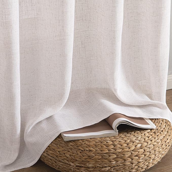MIULEE White Linen Curtains 37x72 Inch Length 2 Panels - Image 7