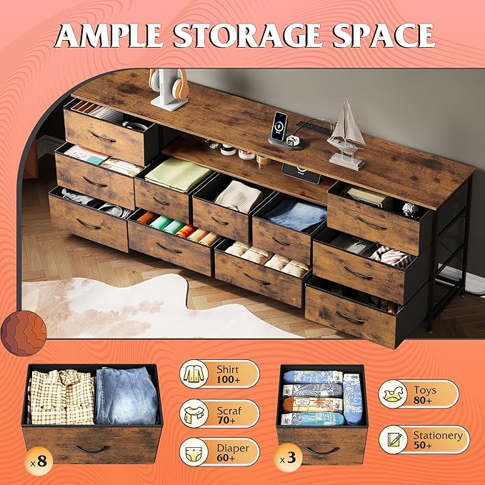 WLIVE 75.5" TV Stand for 65, 85 Inch TV, Dresser for Bedroom - Image 5