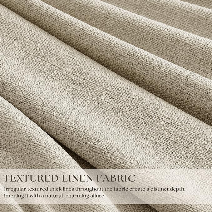 Extra Long Blackout Pleated 126 Inch Curtains Floor Ceiling Oatmeal Beige | - Image 2