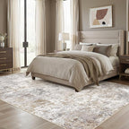 UERMEI 5x8 Area Rug Living Room Rugs Washable Neutral Brown Grey Carpet | - Image 3