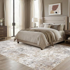 UERMEI 10x14 Area Rug Living Room Rugs Washable Neutral Brown Grey Carpet | - Image 3