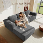 Vesgantti 119" L-Shaped Modular Sectional Sofa, Corduroy Cloud Couch - Image 5