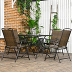 Outsunny 5 Pieces Wicker Patio Dining Set, Foldable Outdoor Table and Chairs - Image 2