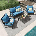 4 Piece Outdoor Patio Furniture Set, Oversized Metal Conversation Set by Unknown