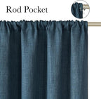 NICETOWN Stone Blue Faux Linen Room Darkening Rod Pocket Curtains 63 inch Length - Image 2