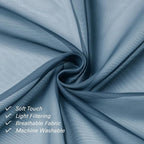 Dusty Blue Sheer Curtains 90 Inches Long 2 Panels, Light Filtering Breathable - Image 7