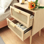 YAUKOMEL Rattan Nightstand, Wood End Table, Side Table - Image 6