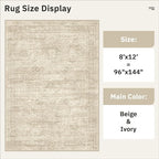 Soalmost Washable Area Rug 8x12 Large Soft Beige Rugs - Image 5