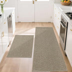 BEQHAUSE Kitchen Rugs and Mats 2PCS Non-Slip, Light Beige | Kitchen Mats by BEQHAUSE