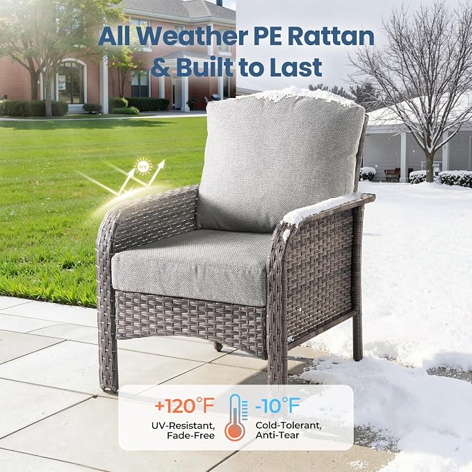 Wicker Patio Furniture Set High Back Loveseat Sofa Couch Armchair Coffee Table - Image 8