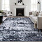 9x12 Area Rug Living Room: Modern Washable Indoor Carpet Black | by FXRHLP