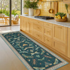 Washable 2x7 Kitchen Sink Runner Rug, Teal Boho Bathroom Carpet by HazoHaus