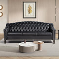 LEVNARY Mid-Century Modern Leather Couch, Chesterfield Sofa Sleeper Settee by LEVNARY
