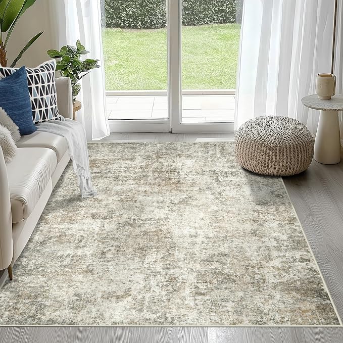 4x6 Area Rugs for Living Room Washable Bedroom Dining Room Beige Brown | Modern by Aelenmu