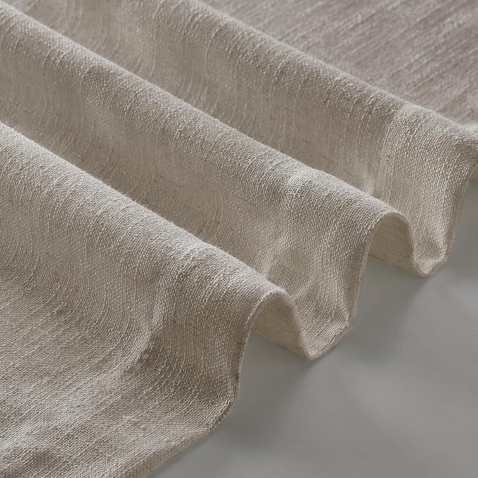 Burlywood Birch 72 Inch Pinch Pleated Linen Semi Sheer Curtains 2 Panels | - Image 6